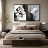 2 Piece Textured Abstract Floral Canvas Prints Monochrome Poppy Painting Modern Organic Neutral Wall Art
