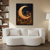 Antique Botanical Crescent Moon Canvas Wall Art Boho Celestial Home Decor
