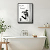 Pitbull Peeking Curtain Are You Pooping Funny Quote Canvas Wall Art Black White Dog Bathroom Wall Decor