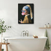 Cool Girl With A Pearl Earring Bubble Gum Sunglasses Canvas Wall Art Funny Classic Art Decor