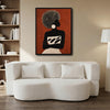 Boho Terracotta Woman Silhouette Canvas Poster, Bold Afro Hairstyle Modern Artwork for Office Gallery Wall Decor