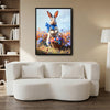 Blue Bow Bunny Easter Canvas Wall Art