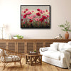 Vibrant Poppy Field Framed Wall Art, Impressionist Floral Canvas Print