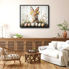 Floral Crown Winking Easter Bunny Canvas Wall Art