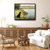Vintage Black Labrador Lake Landscape Framed Wall Art Print