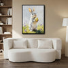 Grey Bunny Holding Yellow Polka Dot Easter Egg Meadow Canvas Wall Art