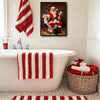 Funny Santa On Toilet Framed Wall Art Christmas Bathroom Decoration