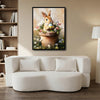 Bunny in Terracotta Pot Wildflowers Easter Egg Canvas Wall Art