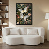 Moody Dark Garden Canvas Poster, Antique‑Style Moth Butterflies Bees Wildflower Artwork for Living Room Bedroom Wall Decor