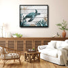 Vintage Sea Turtle Canvas Print, Wooden Plank Coastal Ocean Starfish Nautical Wall Art