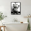 Funny Teddy Bear Wine Urinal Canvas Wall Art Black White Masculine Bathroom Decor