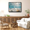 Underwater Seashell & Coral Canvas Print, Sunlight Ocean Coastal Horizontal Wall Art
