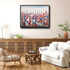 Red White Blue Wildflower White Picket Fence Canvas Wall Art, Patriotic Floral Farmhouse Framed Canvas Print, 4th of July Home Decor