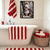 Snowman in Santa Hat Reading Newspaper On Toilet Christmas Framed Wall Art