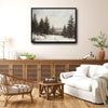 Antique Winter Forest Landscape Wall Art, Snowy Pine Tree Canvas Print, Framed Wall Decor for Living Room Bedroom