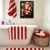 Humorous Santa Bathroom Framed Canvas Wall Art, Funny Christmas Decor