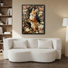 Retro Spring Floral Bunny Canvas Poster, Whimsical Woodland Animal Art Print for Living Room Kids Room Wall Decoration