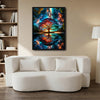 Magical Tree of Life Galaxy Reflection Canvas Wall Art, Colorful Rainbow Tree Lake Milky Way Starry Sky Vertical Print, Fantasy Cosmic Nature Landscape Wall Decor