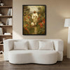 Classical Painting Style Jesus Walking With Sheep On Floral Path Framed Canvas Wall Art, Inspirational Religious Farmhouse Decor