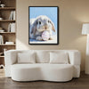 Grey Lop Bunny with Pink Striped Easter Egg Canvas Wall Art