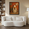 Vintage Ghost Holding Marigold Flower Folk Art Halloween Framed Wall Art Print