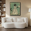 Vintage Black Cat Coffee Cup Canvas Wall Art