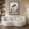 Inspirational Prayer Canvas Wall Art, Jesus Kneeling With Praying Woman Neutral Palette Impasto Religious Poster
