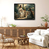 Biblical Scene Canvas Wall Art, Jesus Talking With Samaritan Woman At The Well Vintage Oil‑Style Religious Poster