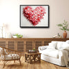 Valentine's Day Pink Red Layered Heart Canvas Wall Art, Romantic 3D Textured Love Heart Framed Canvas Print, Bedroom Couple Wall Decor