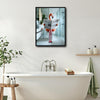 Funny Flamingo Toilet Reading Newspaper Canvas Wall Art, Humorous Bathroom Decor