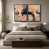 2 Piece Blush Pink Grey Black Textured Abstract Canvas Prints Warm Tone Impasto Oil Painting Style Neutral Wall Art