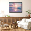 Dreamy Glitter Pink Beach Canvas, Magical Pastel Coastal Seascape Wall Decor