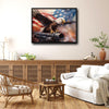 Bald Eagle American Flag Art Canvas Wall Art, Eagle Perched on Cannon Patriotic USA Canvas Print, Military Veteran Man Cave Wall Decor