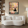 Funny Black Cat Bath Canvas Art | Whimsical Bathroom Wall Decor