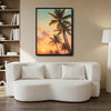 Pastel Sunset Palm Tree Canvas Poster, Dreamy Tropical Island Scenery Artwork for Vacation Home Gallery Wall Decor