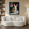 Bunny Pink Floral Dark Canvas Wall Print