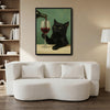 Black Cat Red Wine Glass Canvas Wall Art