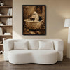 Vintage Ghost Reading Bathtub Black Cat Halloween Framed Wall Art Print