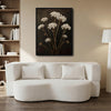 Antique Moody White Wildflower Wall Art, Dark Floral Still Life Canvas Print, Framed Wall Decor for Living Room Bedroom