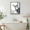 Funny Donkey Nice Ass Canvas Wall Art Humorous Farmhouse Bathroom Decor