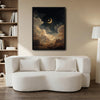 Antique Crescent Moon Starry Sky Canvas Wall Art Celestial Home Decor