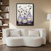 Farmhouse Bathroom Canvas Wall Art, Lavender Purple Jars Cotton Flower Relax Soak Unwind Spa Poster
