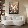 Three Bunnies Floral Meadow Canvas Art