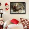 Retro Christmas Santa & White Reindeer Canvas Wall Decor