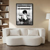 Glam Afro Woman Bathtub Canvas Print, Believe In Yourself Paris Eiffel Tower Motivational Bathroom Wall Art