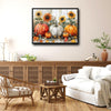 Watercolor Pumpkin Sunflower Autumn Harvest Framed Wall Art Print