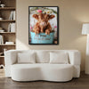Highland Cow Bathroom Wall Art, Are You Pooping Funny Farm Cow Canvas Print, Cute Fluffy Scottish Cow With Flower Crown Bathroom Decor, Rustic Farmhouse Restroom Sign