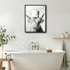 Funny Highland Cow Toilet Paper Hat Canvas Wall Art Farmhouse Bathroom Decor