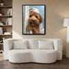 Funny Goldendoodle Bath Time Wall Art, Curly Dog Peeking From Shower Curtain Canvas Print, Quirky Dog Bathroom Wall Decor