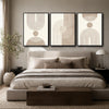 Set of 3 Neutral Boho Arch Geometric Canvas Prints, Mid Century Vertical Wall Art